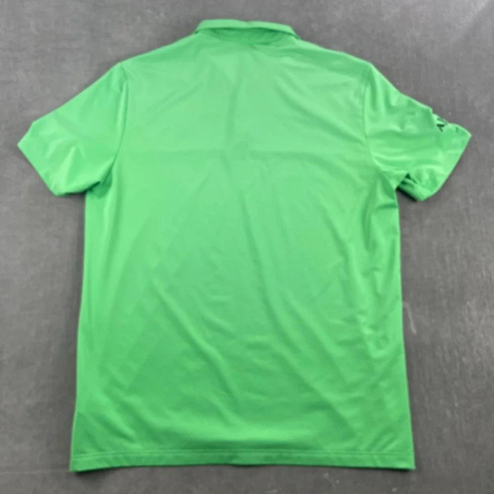 Adidas Mens Large Green Polo Shirt Primegreen AJGA Logo Colorblock Performance
